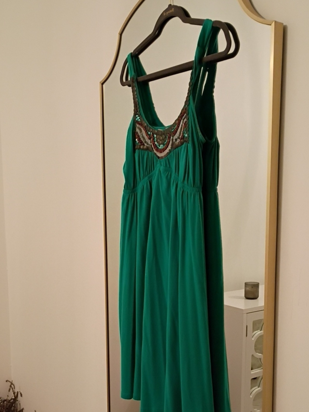 Green Beaded Tank Dress